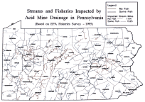 Streams and fisheries impacted by coal-mine drainage in Pennsylvania