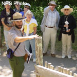 Ranger leading tour along the Earthquake Trail