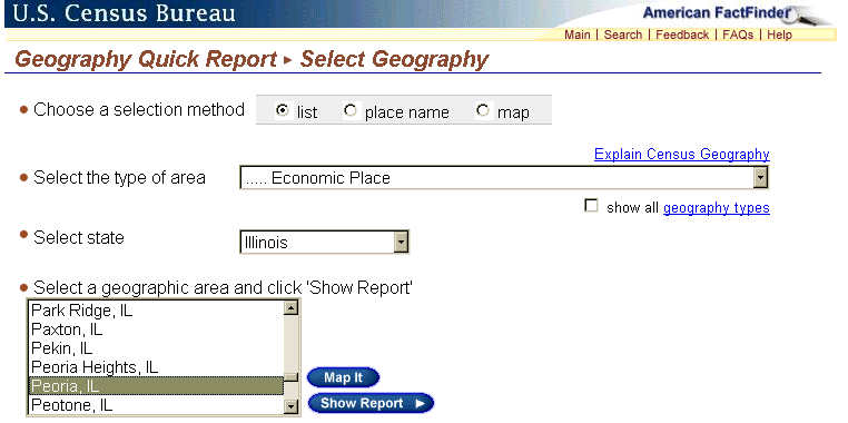 image of Select Geography page (selecting a city)