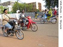 Motorbikes and bicycles are a way of life in Burkina Faso