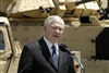 Defense Secretary Robert M. Gates speaks with members of the press after touring Red River Army Depot in Texarkana, Texas, May 2, 2008.