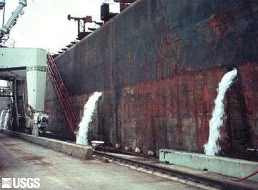 Image of ship discharging ballast water