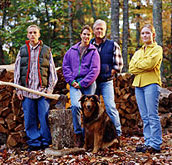 Photo of a family in the woods