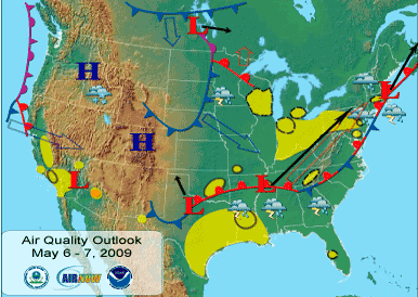 National Air Quality Outlook - click for larger map