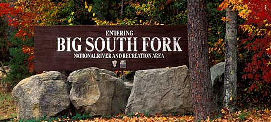 Park entrance sign with fall colors