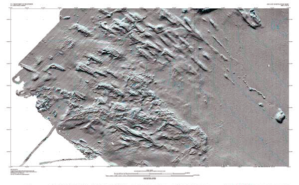 Image of Shaded Relief and Sea Floor Topography map of Western Massachusetts Bay Offshore of Boston, Massachusetts