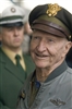 Retired U.S. Air Force Lt. Col. Gail Halvorsen, the famed "Candy Bomber" of the Berlin Airlift fields questions from reporters at the closing of Rhein-Main Air Base, Germany. The colonel,  who maintained a relationship with the airlift base after the Airlift, attended the base's closing ceremony Oct. 10, 2005. The U.S. Air Force turned the base over to the Frankfurt Airport Authority in December 2005, 60 years after operations started there.  