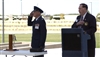 Retired U.S. Air Force Lt. Col. James Spatafora and Earl Moore, the president of the Berlin Airlift Veterans Association, recite the pledge of allegiance during the Berlin Airlift plaque dedication at Veterans Memorial Park in Albuquerque, Oct. 4, 2006. 