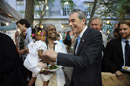 Department of Commerce's Secretary Carlos Gutierrez mingles with guest at NOAA Fish Fry.