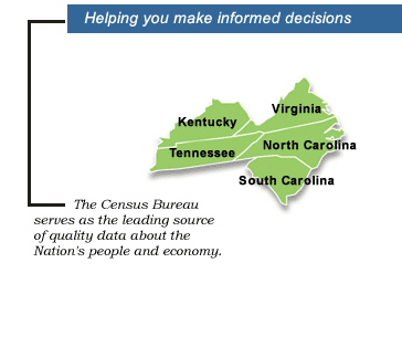 The Census Bureau serves as the leading source of quality data about the Nation's people and economy. We honor privacy, protect confidentiality, share our expertise globally, and conduct our work openly.  We are guided on this mission by our strong and capable workforce, our readiness to innovate, and our abiding commitment to our customers. The Charlotte region includes Virginia, Kentucky, Tennessee, North Carolina, and South Carolina