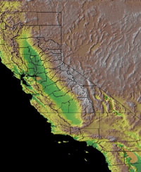 Topographic Map of California