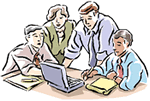 Clip art of people in a meeting