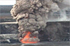 Ash-rich mushroom cloud from October 12 explosion eruption at Halema`uma`u vent.