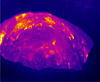 The infrared (IR) image  allows us to see through the fume into the vent. 