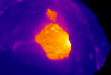 The infrared (IR) image  allows us to see through the fume into the vent. 
