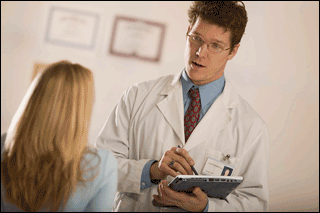 Woman having HIV test