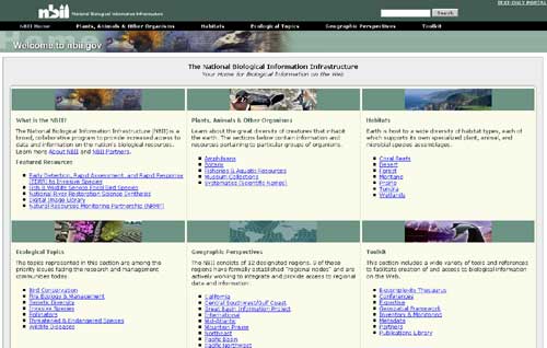 homepage of the National Biological Information Infrastructure