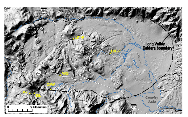 Precipitation monitoring sites in Long Valley caldera, California.