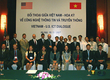 U.S. and Vietnamese officials at the inaugural meeting of the Information and Communication Technologies Commercial Dialogue in Hanoi, Vietnam, on September 18, 2007. (U.S. Department of Commerce photo)