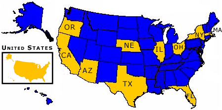 USA Map for Change Profiles 2000-2001