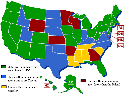 Minimum wage laws in the States, January 1, 2009