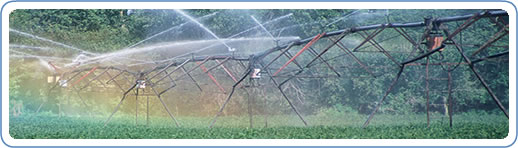 Photo of a water sprayer truck irrigating a field