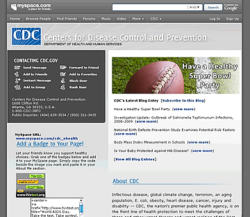 CDC MySpace Homepage