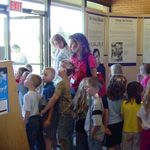 Students in the visitor center.