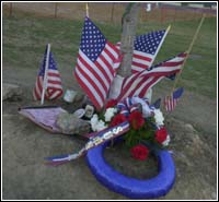 Arlington, VA, March 7, 2002 -- A memorial dedicated to the victims of the terrorist attack is outside of the Pentagon months after the attack. Photo by Jocelyn Augustino/ FEMA News Photo