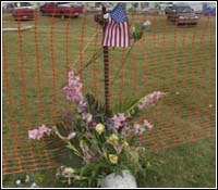 Arlington, VA, September 21, 2001 -- A memorial dedicated to the victims of the Pentagon terrorist attack. Photo by Jocelyn Augustino/ FEMA News Photo