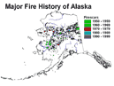 Map showing landscape effects of fire frequency and severity on boreal Alaskan landscapes. Image links to Forest Health Monitoring Clearinghouse.