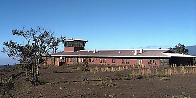 Hawaiian Volcano Observatory perched on rim of Kilauea Caldera