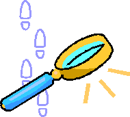 magnifying glass and footprints