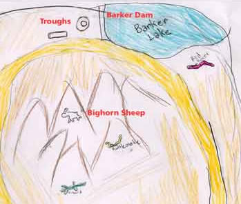 child's drawng of a map of Joshua tree national park