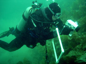 NOAA diver monitoring an artificial reef