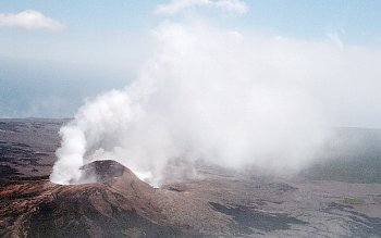 View of plume from Pu`u `O`o, Kilauea Volcano, Hawai`i