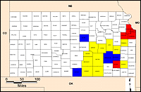 Map of Declared Counties for Disaster 1258