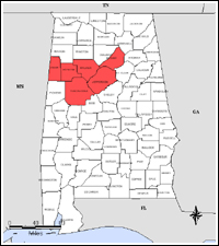 Map of Declared Counties for Disaster 1362