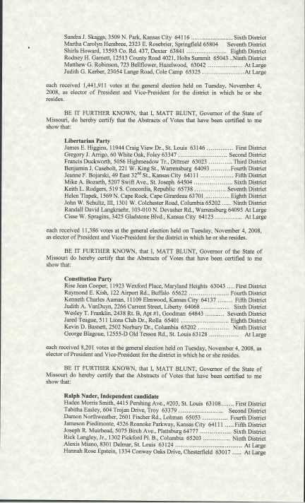 Missouri Certificate of Ascertainment, page 2 of 3