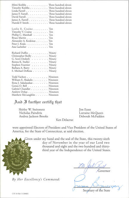 Connecticut Certificate of Ascertainment, page 2 of 2