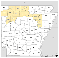 Map of Declared Counties for Disaster 1516