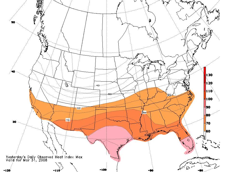 Yesterdays Observed Maximum Heat Index