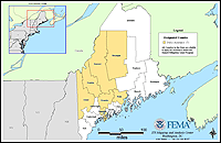 Map of Declared Counties for Disaster 1508