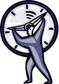 Drawing of man and clock