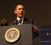 President Obama addresses NAS members on April 27, 2009. Photo by Patricia Pooladi courtesy of National Academy of Sciences