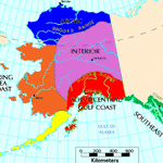 small map of the 6 regions of Alaska