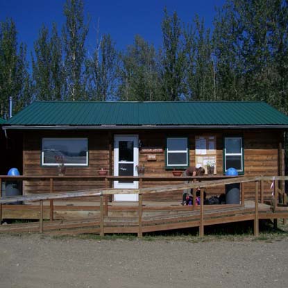 Eagle Visitor Center with blue skies above