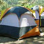  View of tents in a campsite.