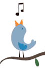 Clip art of a blue bird singing