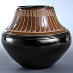 Handmade pot for San Ildefonso Pueblo, 1960s, in the collection of Bandelier National Monument, New Mexico